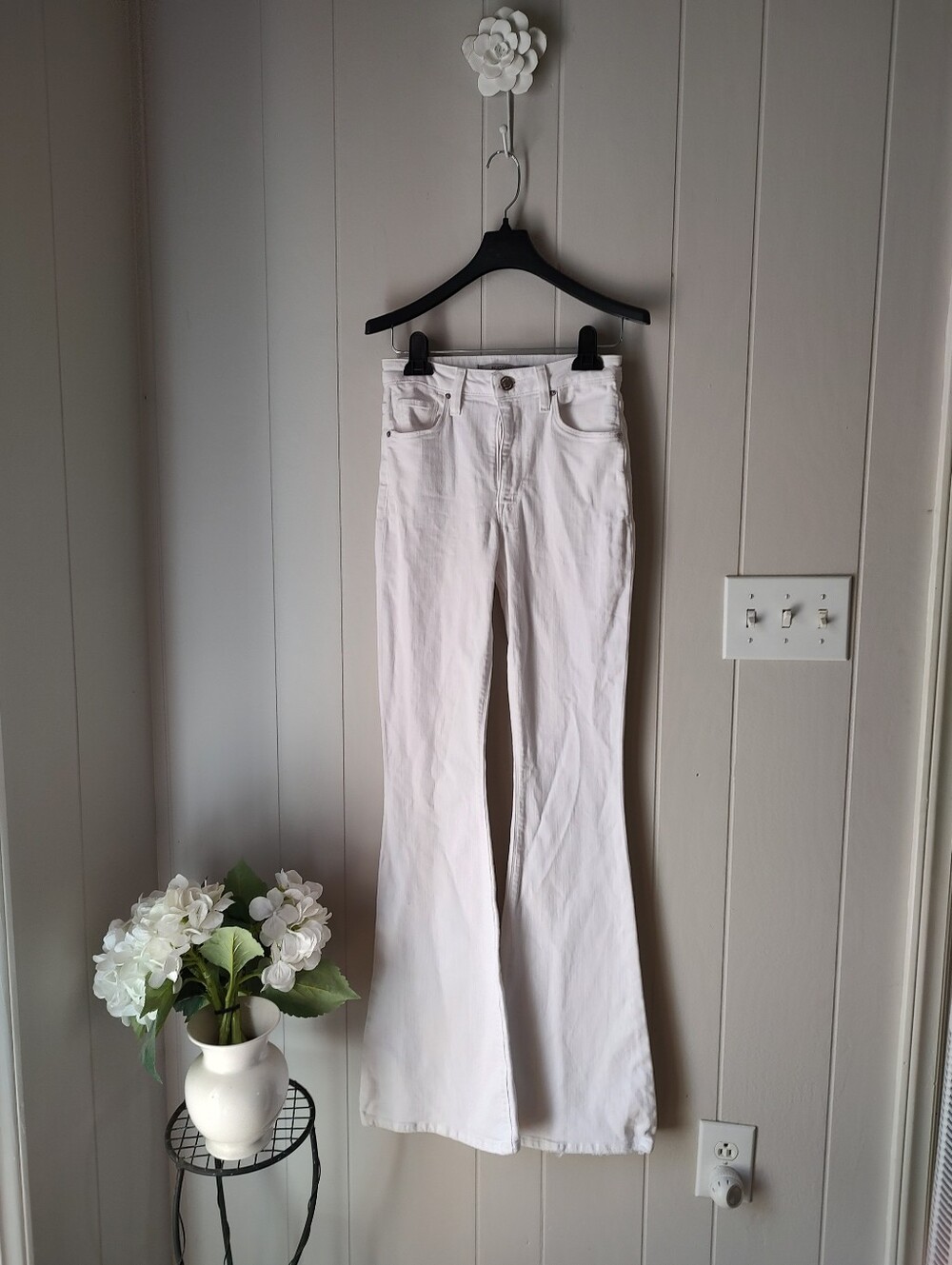 Hudson Holly Women's White Flare Bell Bottom Jeans High Rise 24